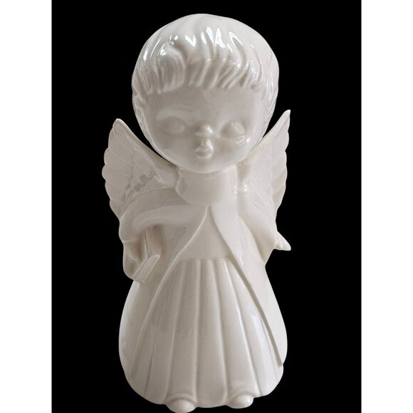 Vintage White Ceramic Kissing Angel Figurines With Wings - Picture 3 of 11
